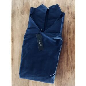 Talbots Woman's 100% Silk Navy Blue Dress‎ Lined Size 12 Petites Sleeveless NWT